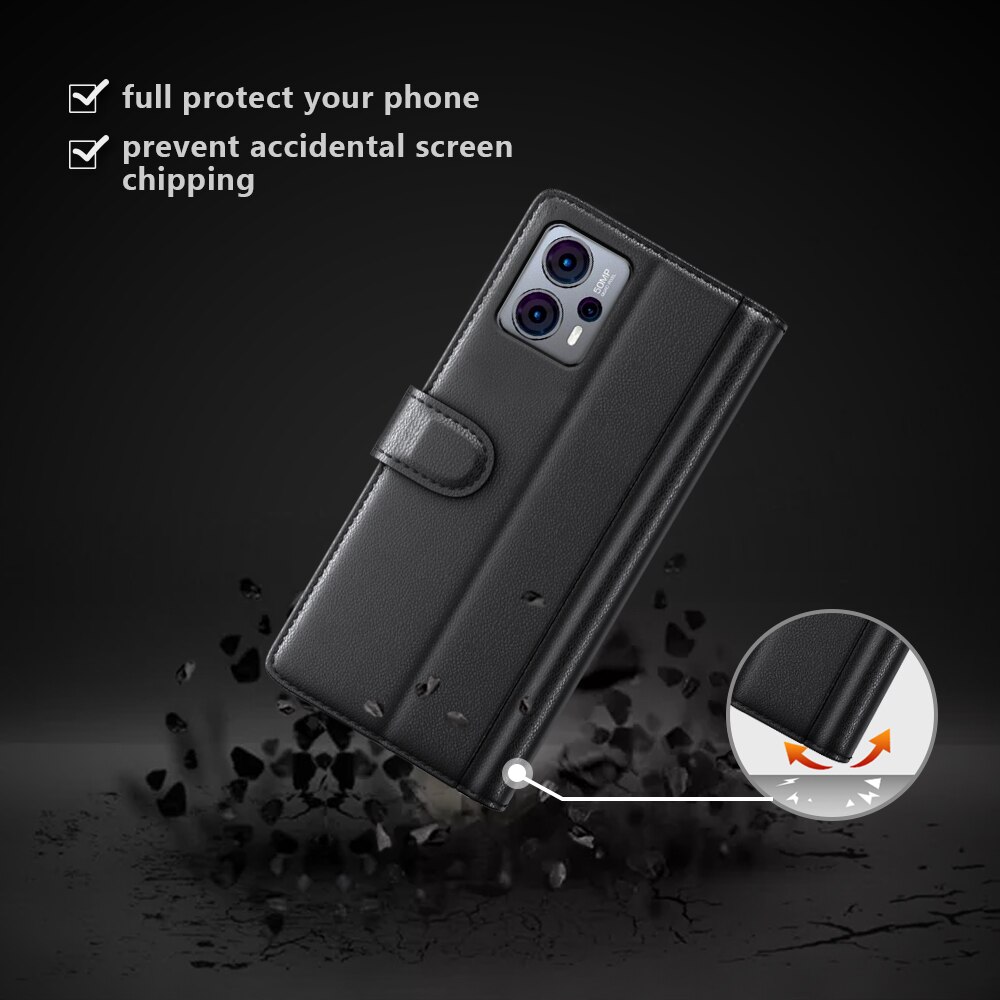 Funda de cuero genuino Motorola Moto G23, Negro