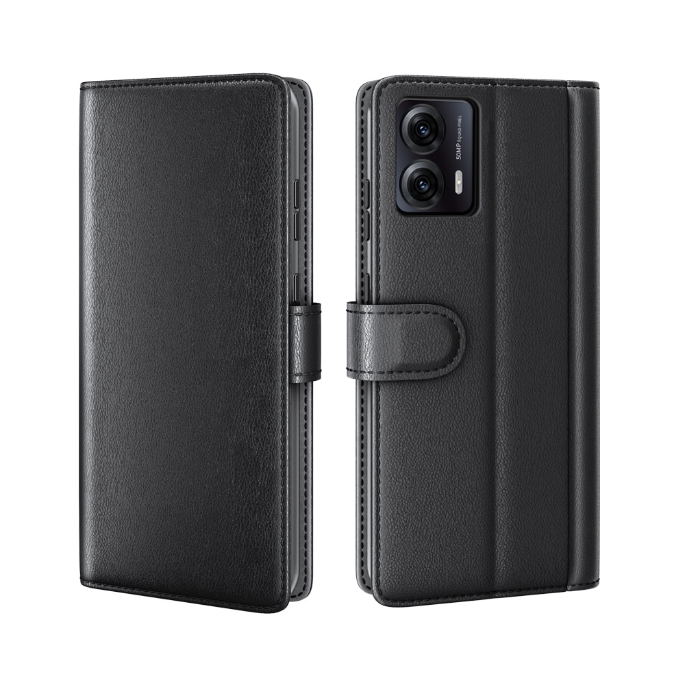 Funda de cuero genuino Motorola Moto G53, Negro