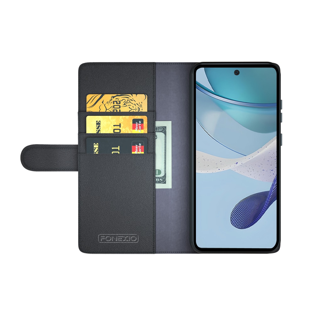 Funda de cuero genuino Motorola Moto G53, Negro