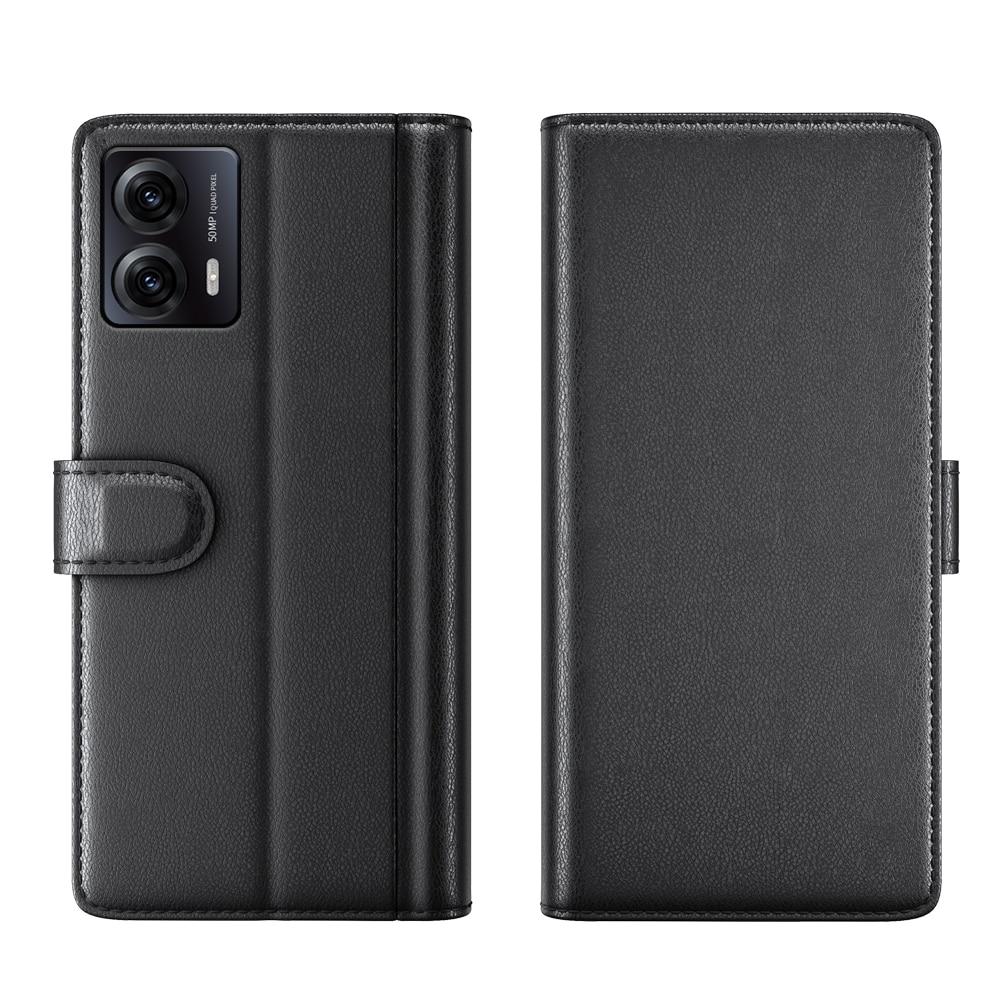 Funda de cuero genuino Motorola Moto G53, Negro