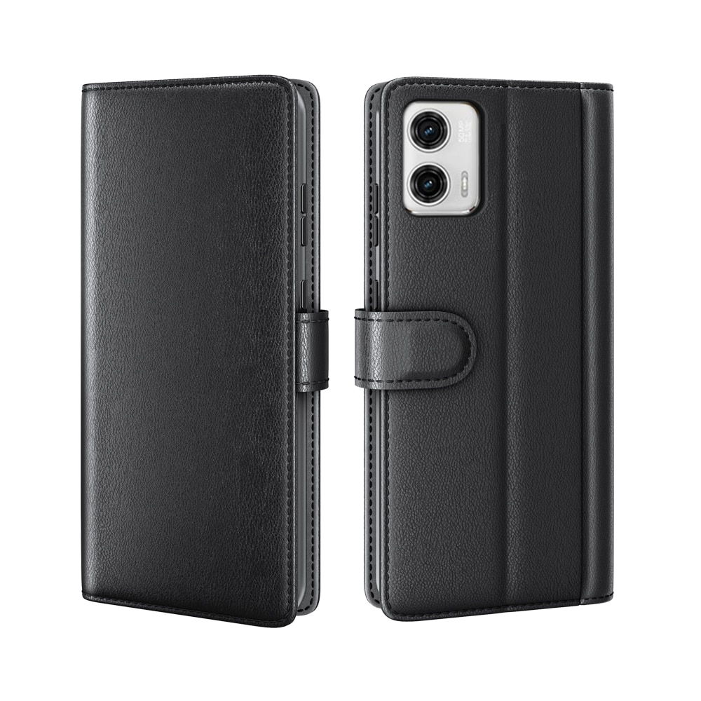 Funda de cuero genuino Motorola Moto G73, Negro