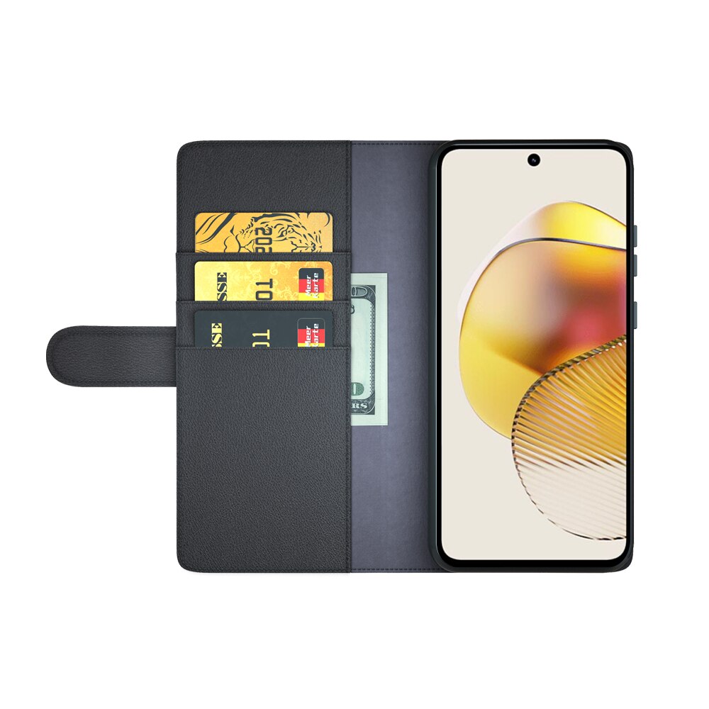 Funda de cuero genuino Motorola Moto G73, Negro