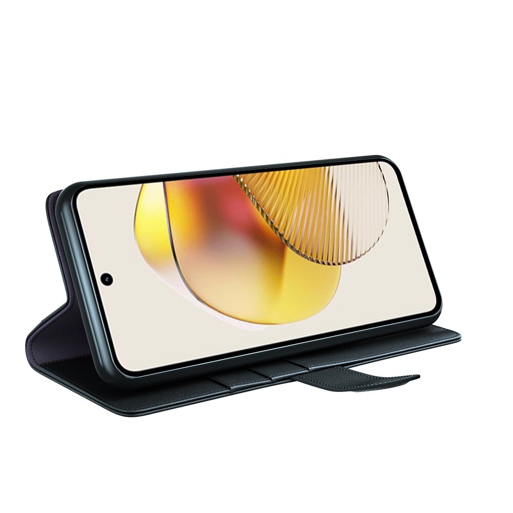 Funda de cuero genuino Motorola Moto G73, Negro