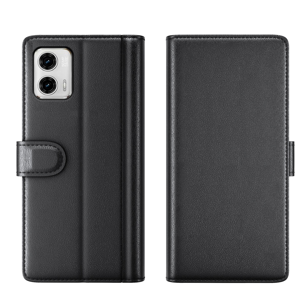 Funda de cuero genuino Motorola Moto G73, Negro