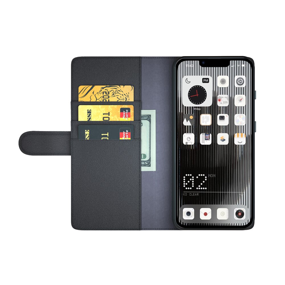 Funda de cuero genuino Nothing Phone 1, negro