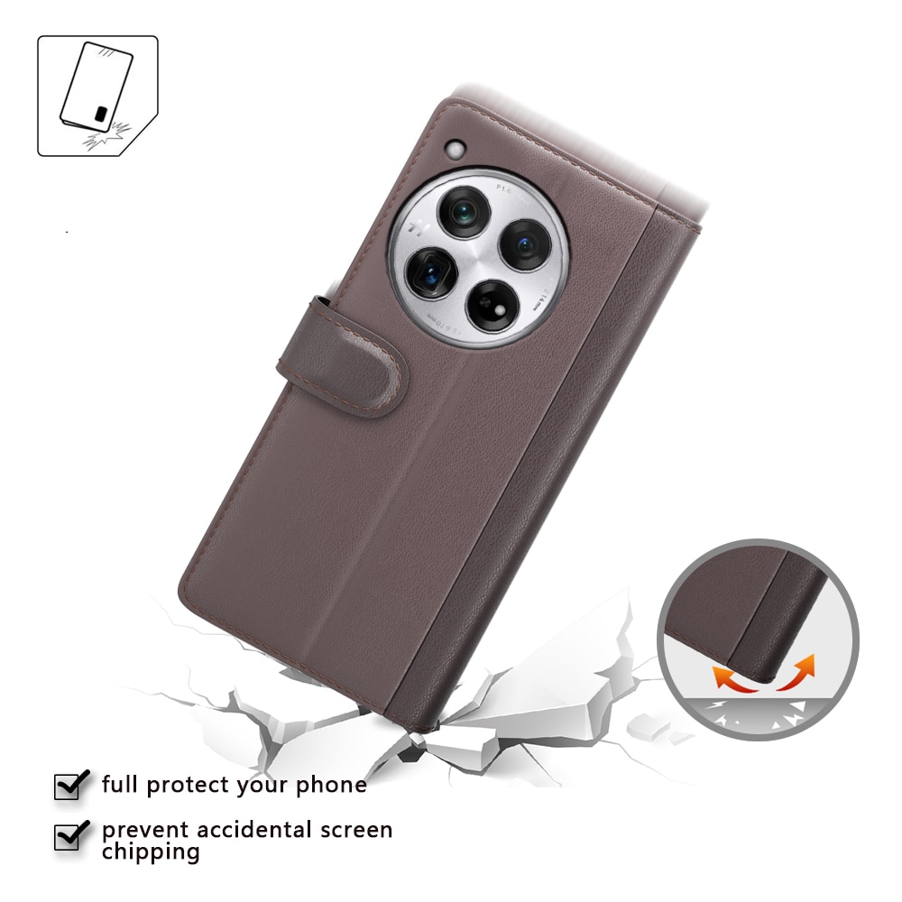 Funda de cuero genuino OnePlus 12, marrón