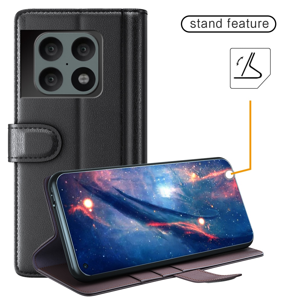 Funda de cuero genuino  OnePlus 10 Pro, Negro