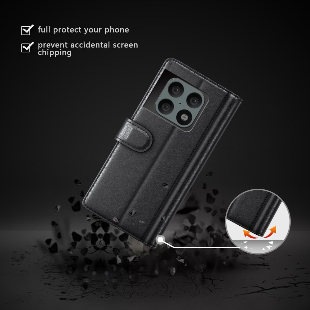 Funda de cuero genuino OnePlus 10 Pro, negro
