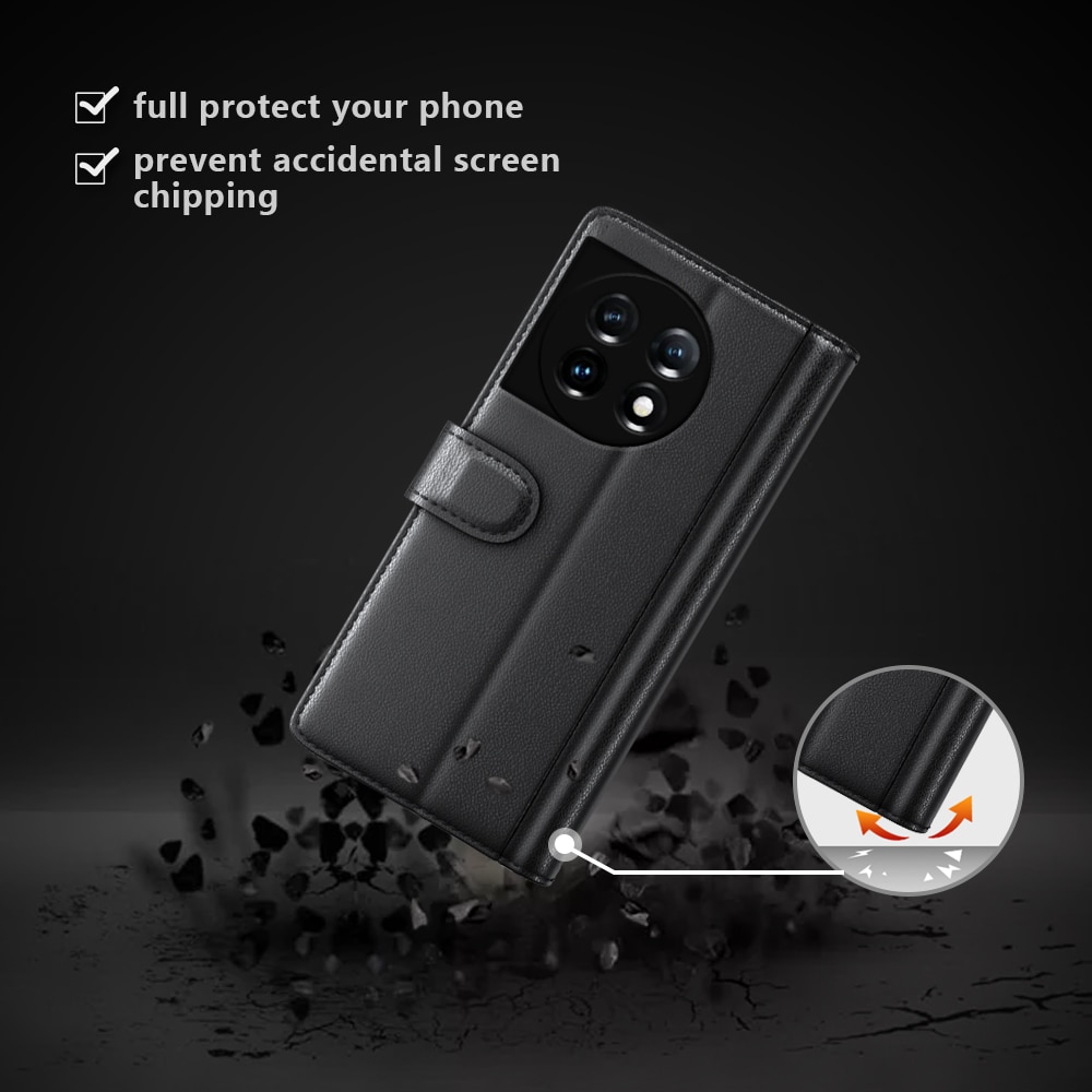 Funda de cuero genuino  OnePlus 11, Negro