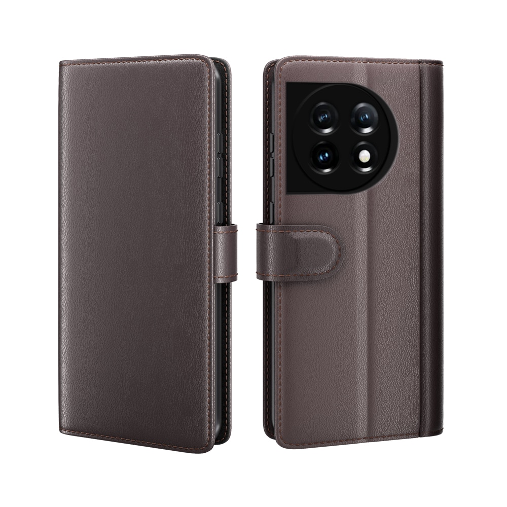 Funda de cuero genuino OnePlus 11, marrón