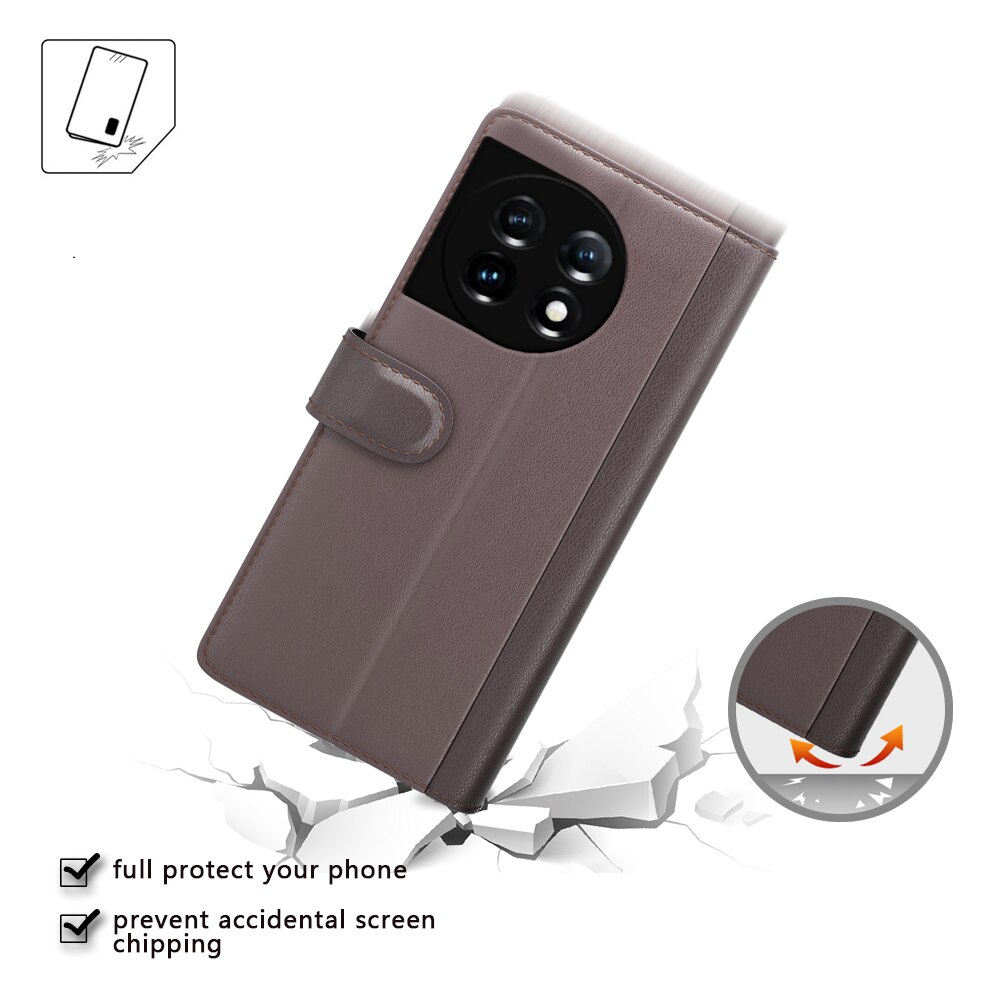 Funda de cuero genuino OnePlus 11, marrón