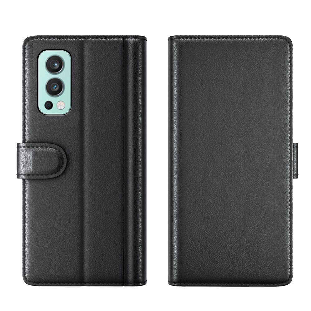 Funda de cuero genuino OnePlus Nord 2 5G, negro