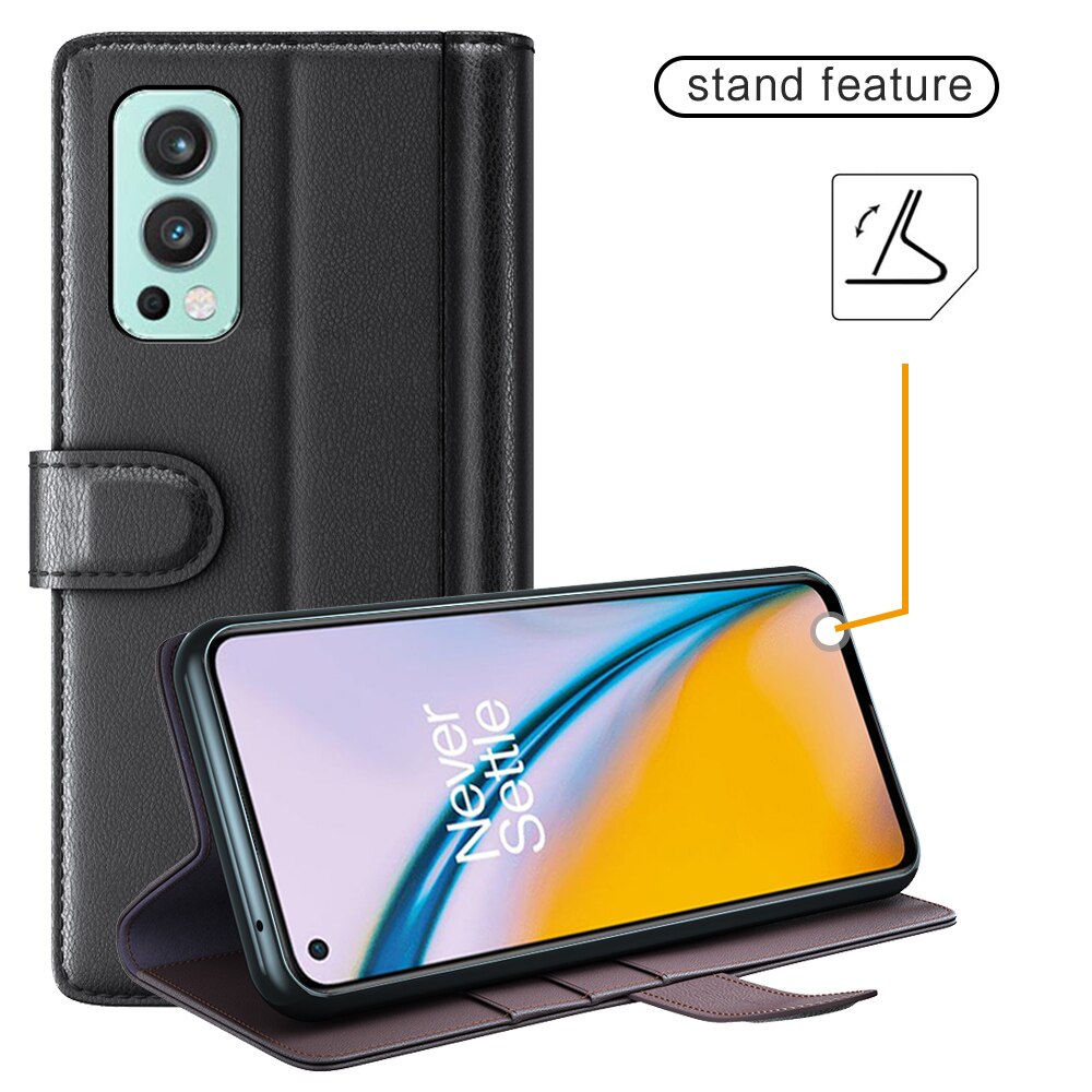 Funda de cuero genuino  OnePlus Nord 2 5G, Negro