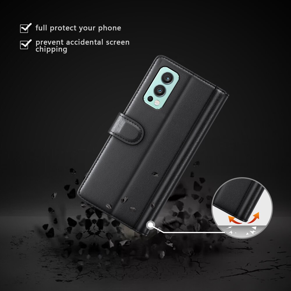 Funda de cuero genuino  OnePlus Nord 2 5G, Negro