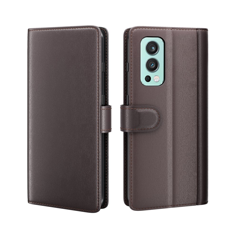 Funda de cuero genuino OnePlus Nord 2 5G, marrón