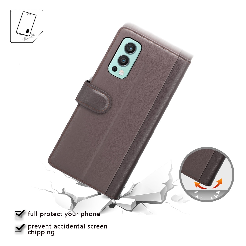 Funda de cuero genuino OnePlus Nord 2 5G, marrón