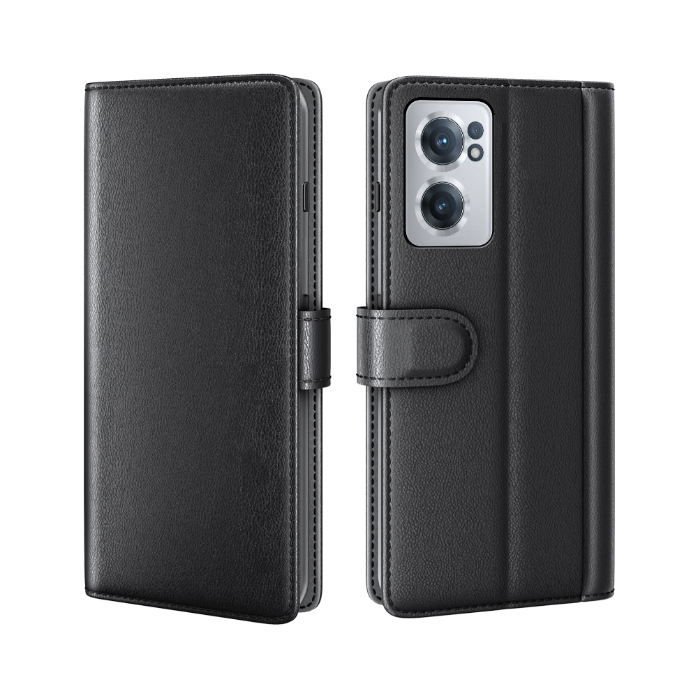 Funda de cuero genuino OnePlus Nord CE 2 5G, negro