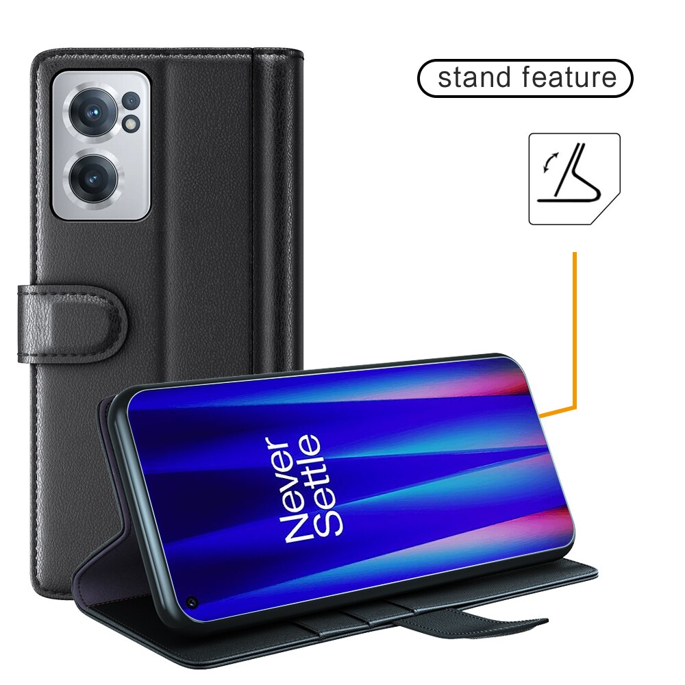 Funda de cuero genuino  OnePlus Nord CE 2 5G, Negro