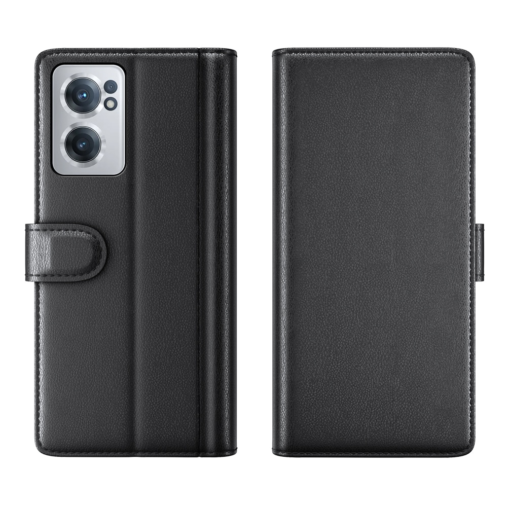 Funda de cuero genuino OnePlus Nord CE 2 5G, negro