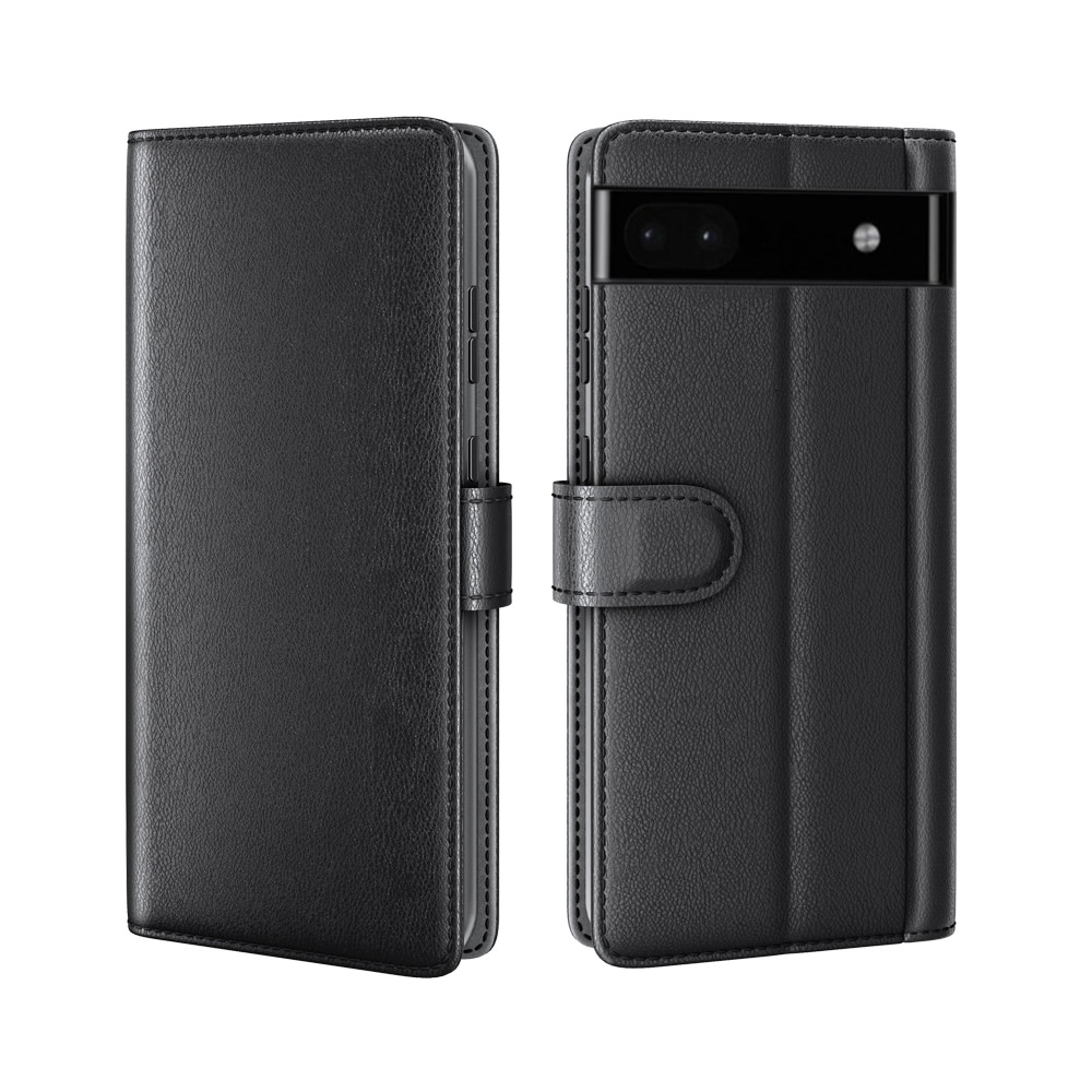 Funda de cuero genuino Pixel 6a, negro