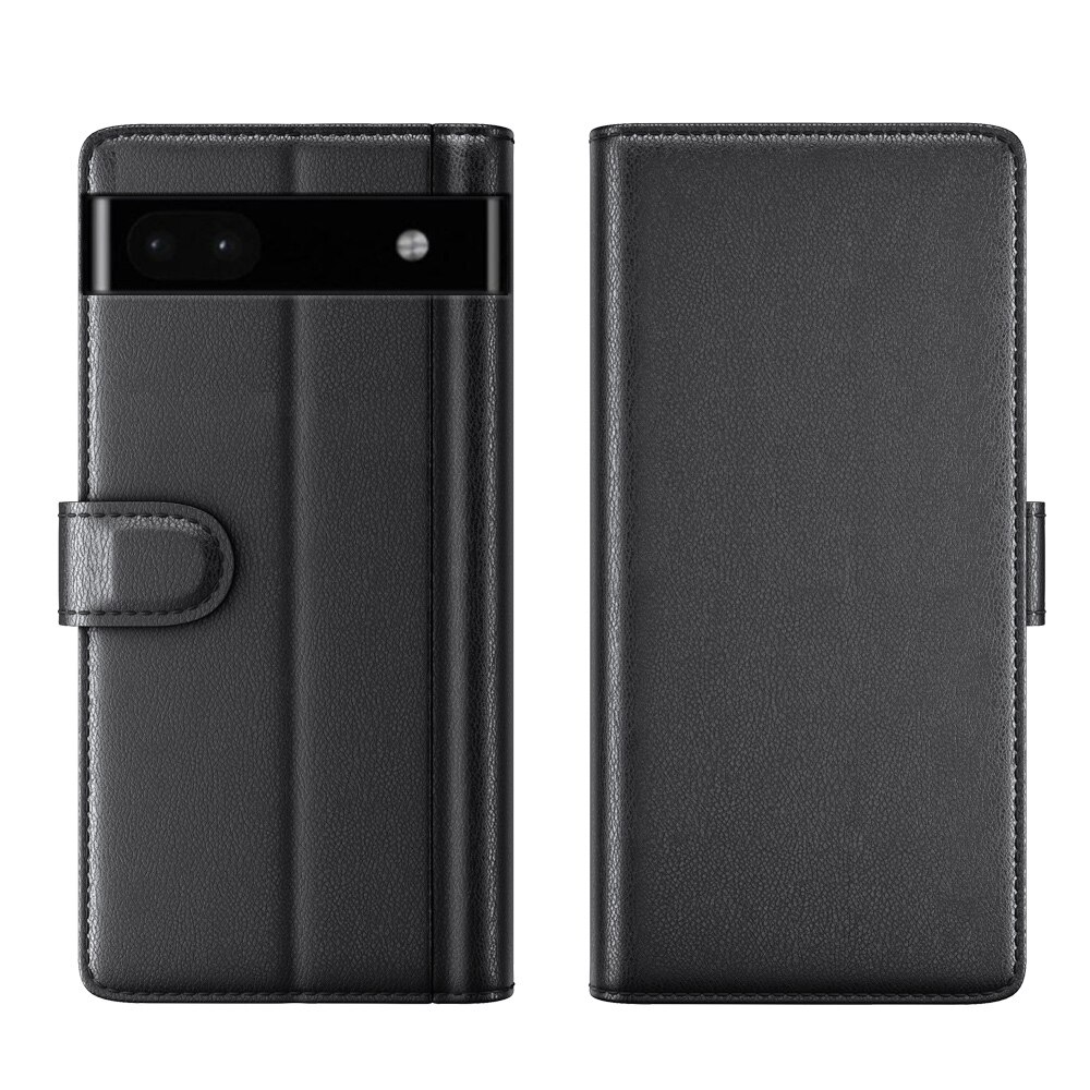 Funda de cuero genuino Google Pixel 6a, Negro