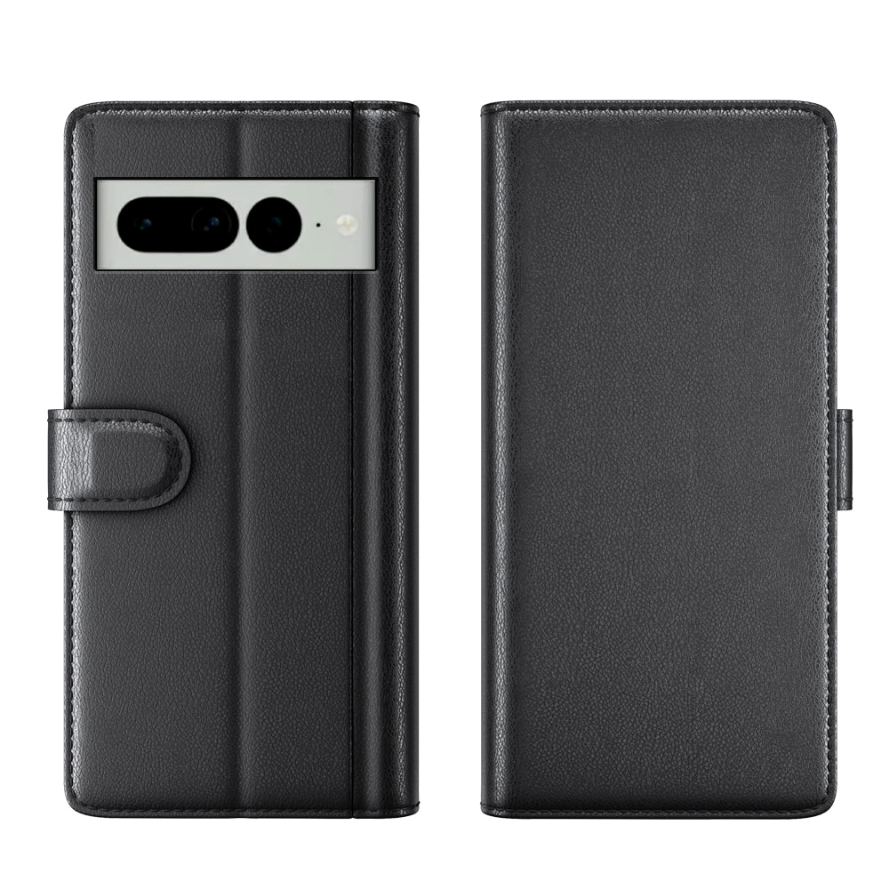 Funda de cuero genuino Google Pixel 7, Negro