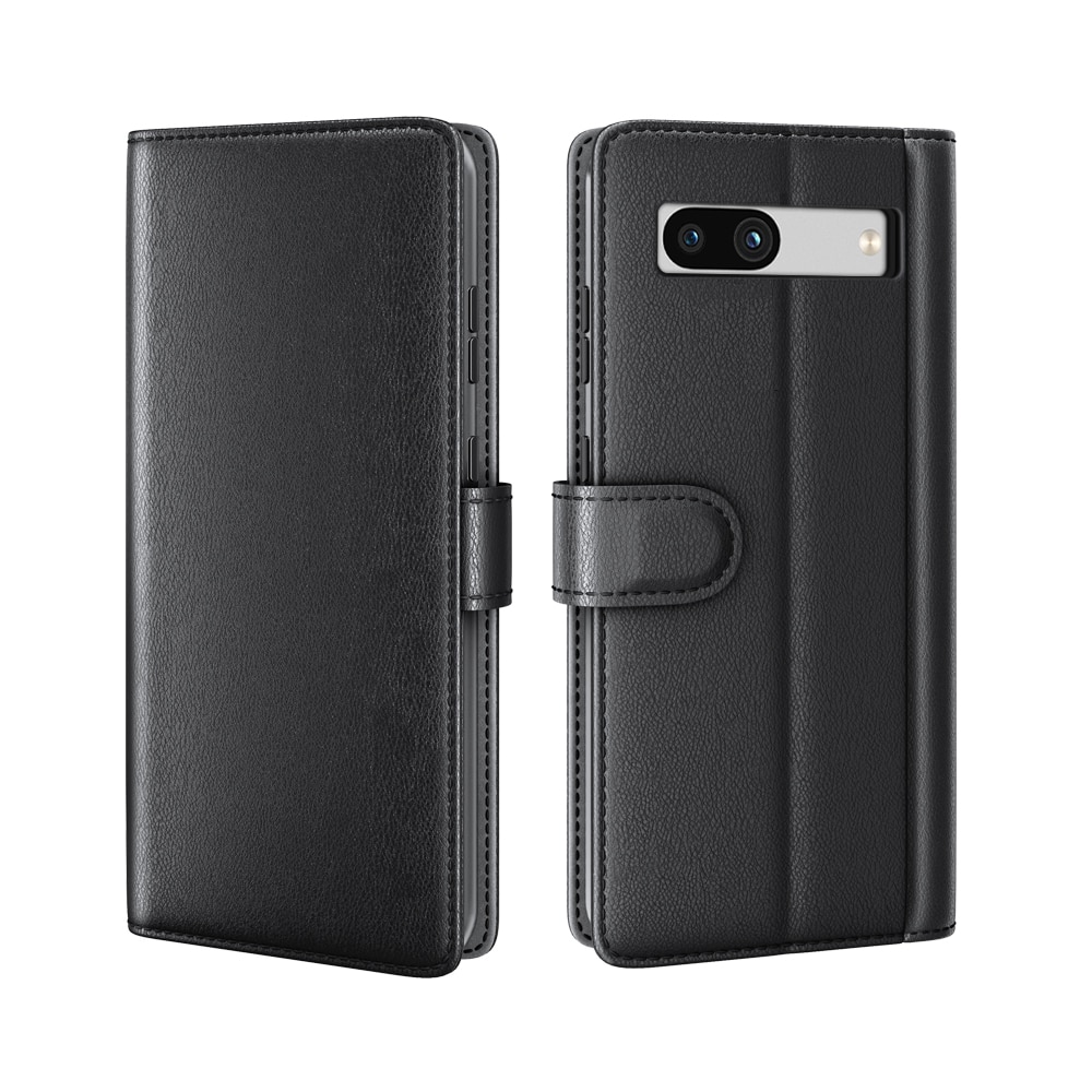 Funda de cuero genuino Google Pixel 7a, Negro