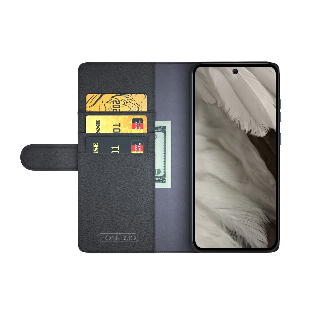 Funda de cuero genuino Google Pixel 7a, negro