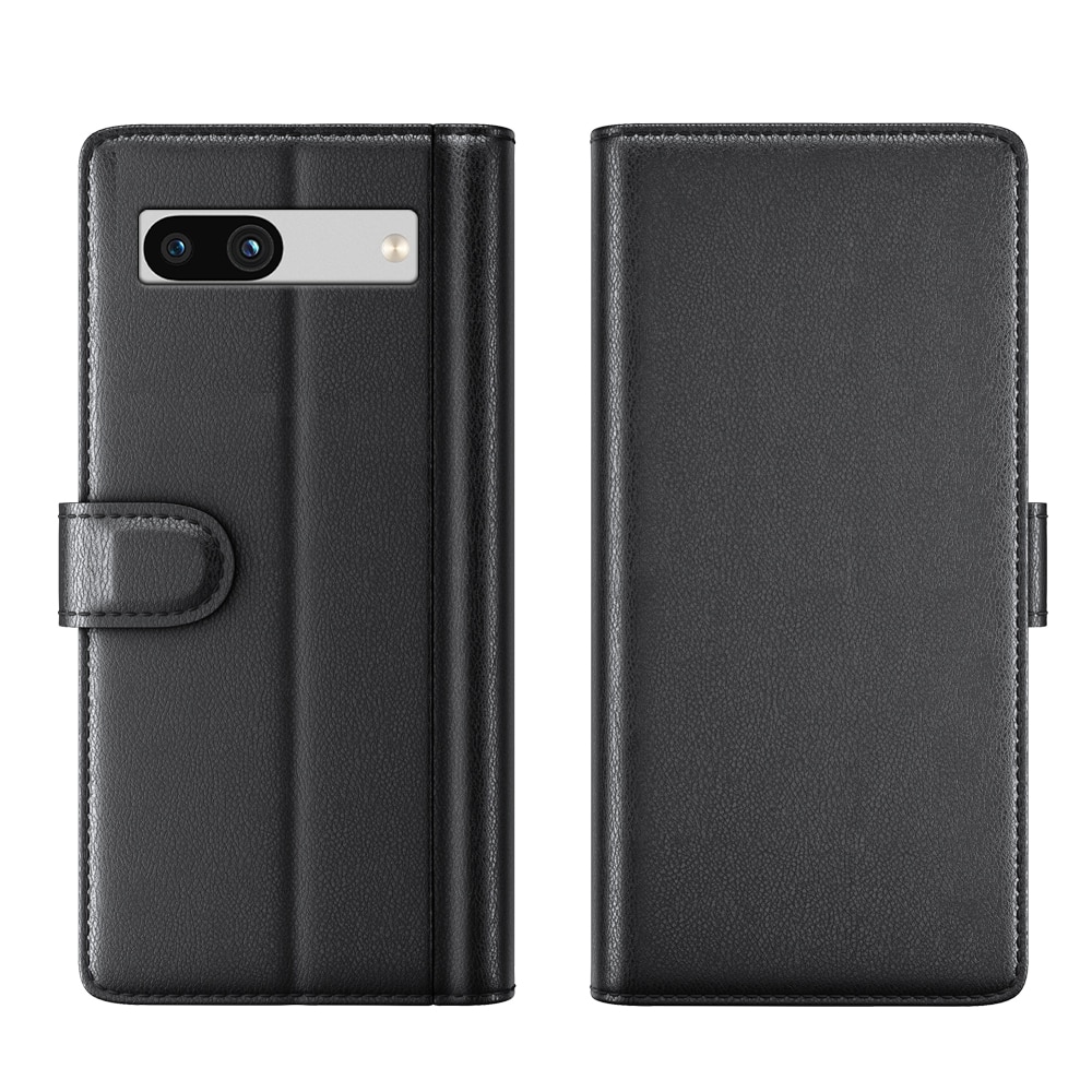 Funda de cuero genuino Google Pixel 7a, Negro