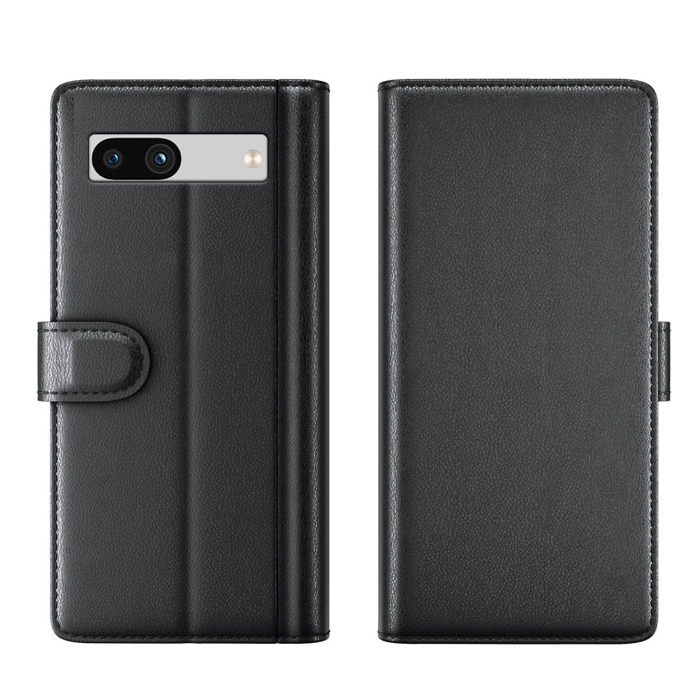 Funda de cuero genuino Google Pixel 7a, negro