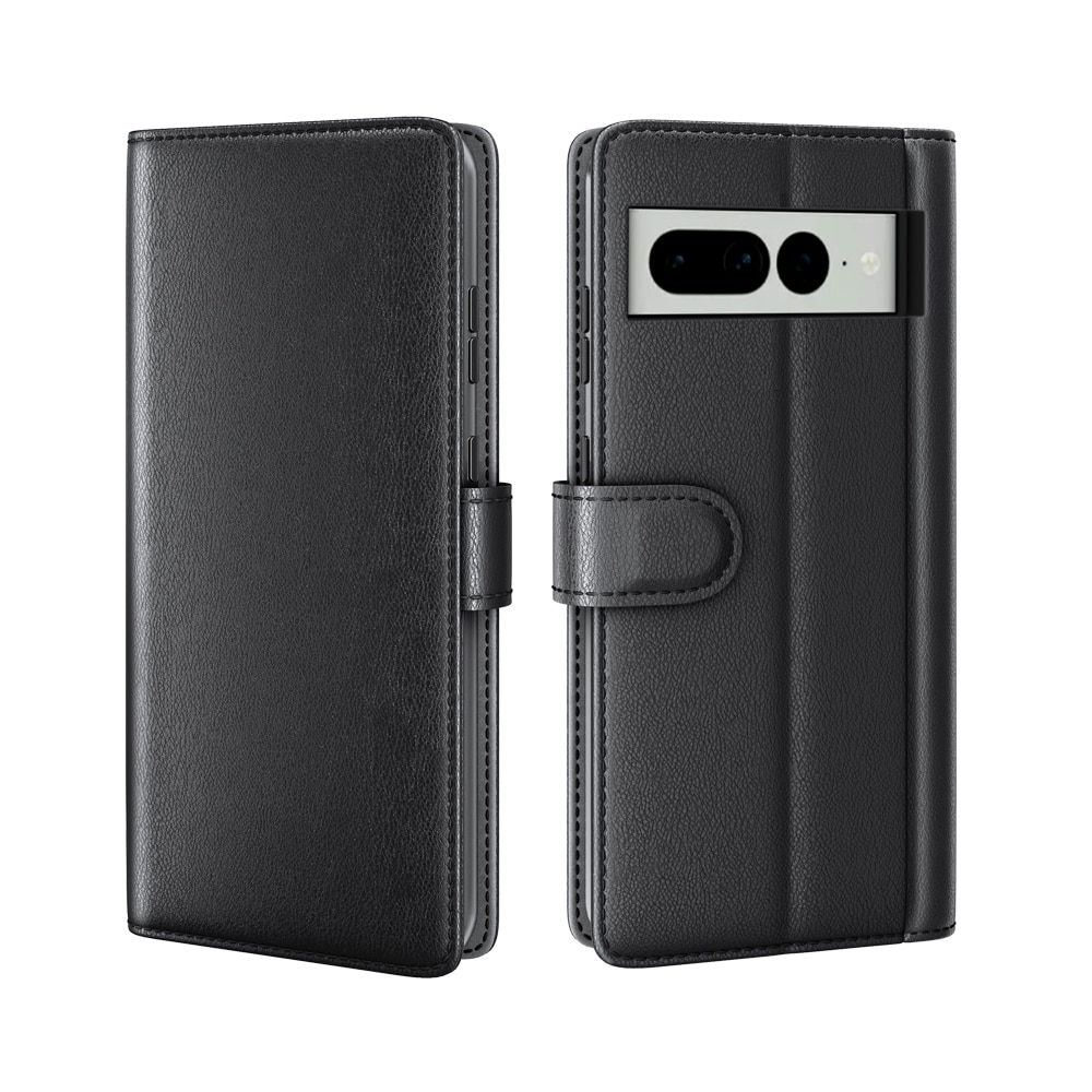 Funda de cuero genuino Google Pixel 7 Pro, Negro