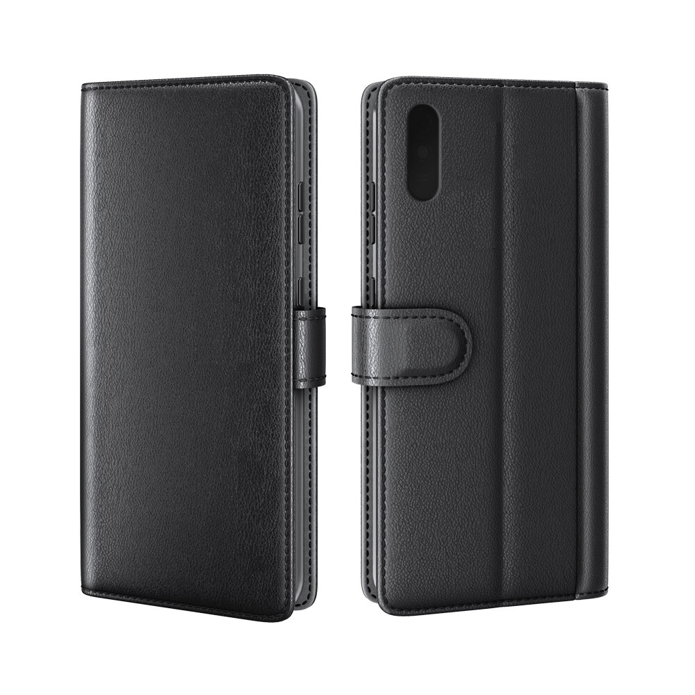 Funda de cuero genuino Xiaomi Redmi 9AT, negro