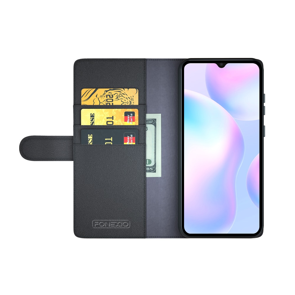 Funda de cuero genuino Xiaomi Redmi 9AT, Negro