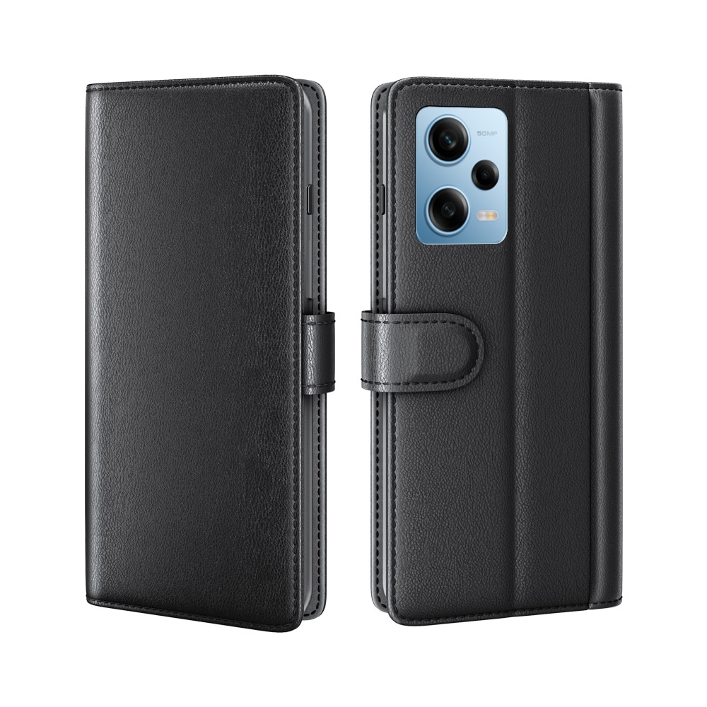 Funda de cuero genuino Xiaomi Redmi Note 12 Pro, Negro