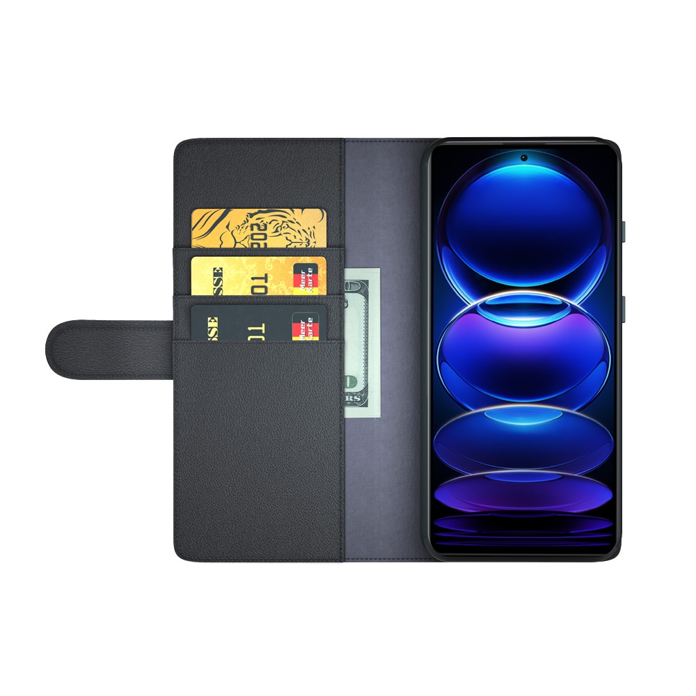 Funda de cuero genuino Xiaomi Redmi Note 12 Pro, Negro