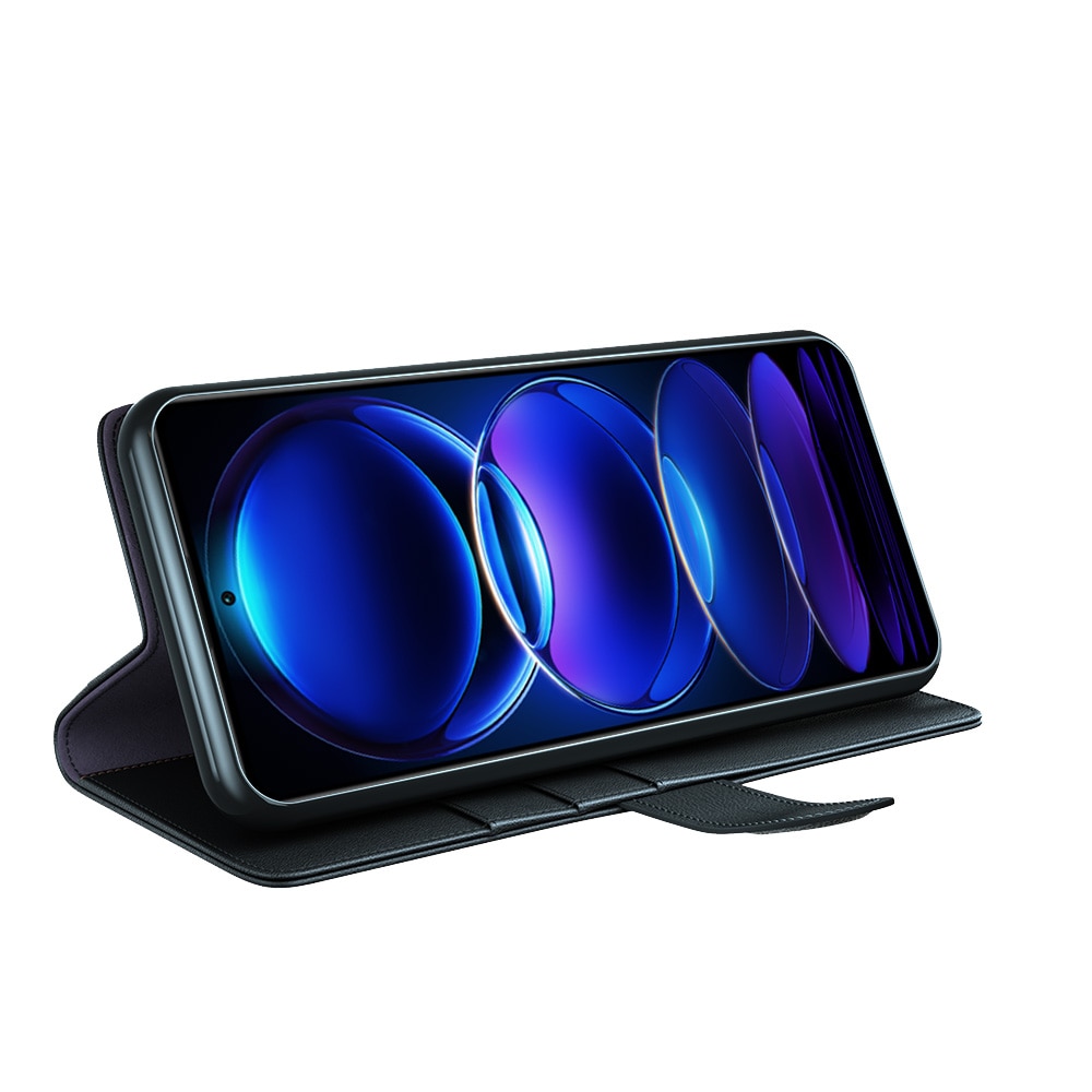 Funda de cuero genuino Xiaomi Redmi Note 12 Pro, Negro