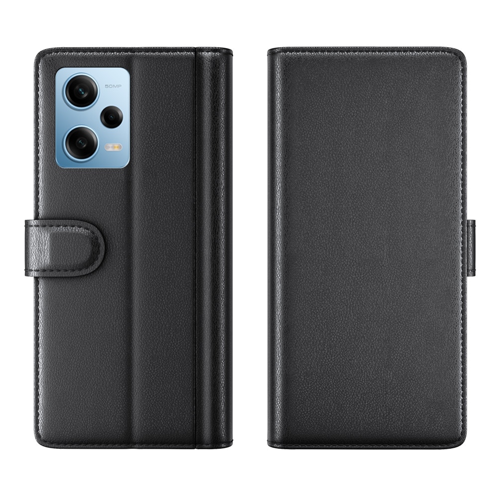Funda de cuero genuino Xiaomi Redmi Note 12 Pro, Negro