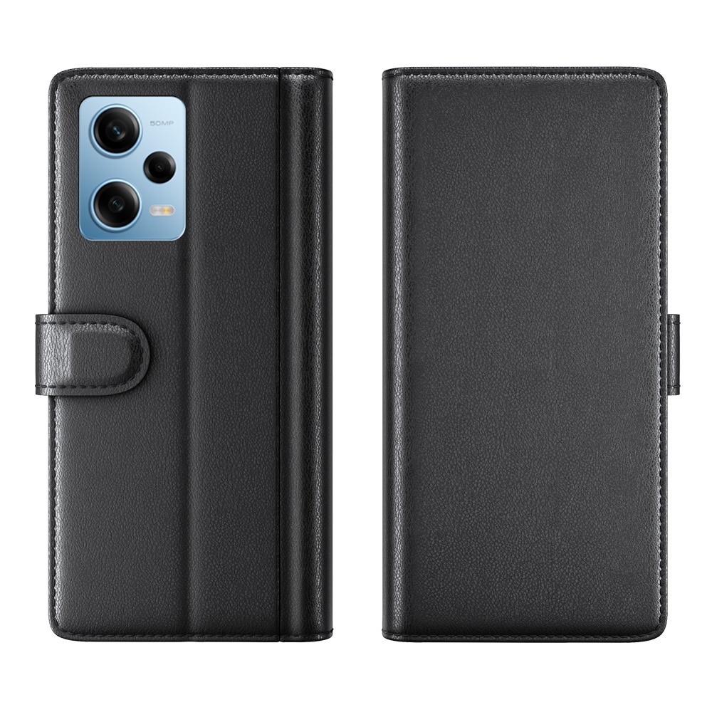 Funda de cuero genuino Xiaomi Redmi Note 12 Pro 5G negro