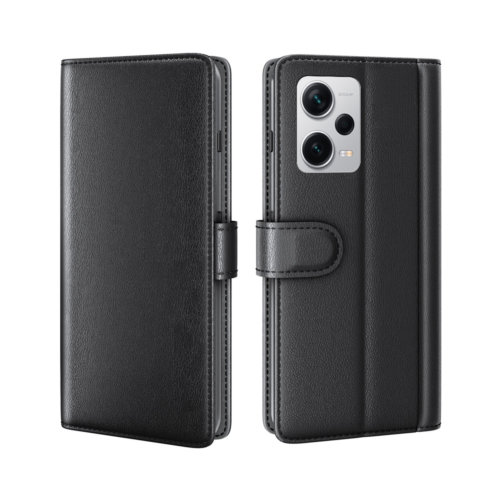 Funda de cuero genuino Xiaomi Redmi Note 12 Pro Plus, Negro