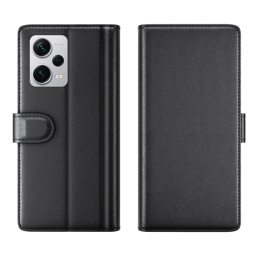 Funda de cuero genuino Xiaomi Redmi Note 12 Pro Plus, Negro