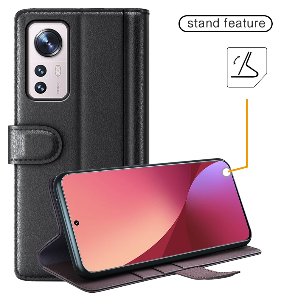 Funda de cuero genuino Xiaomi 12, Negro