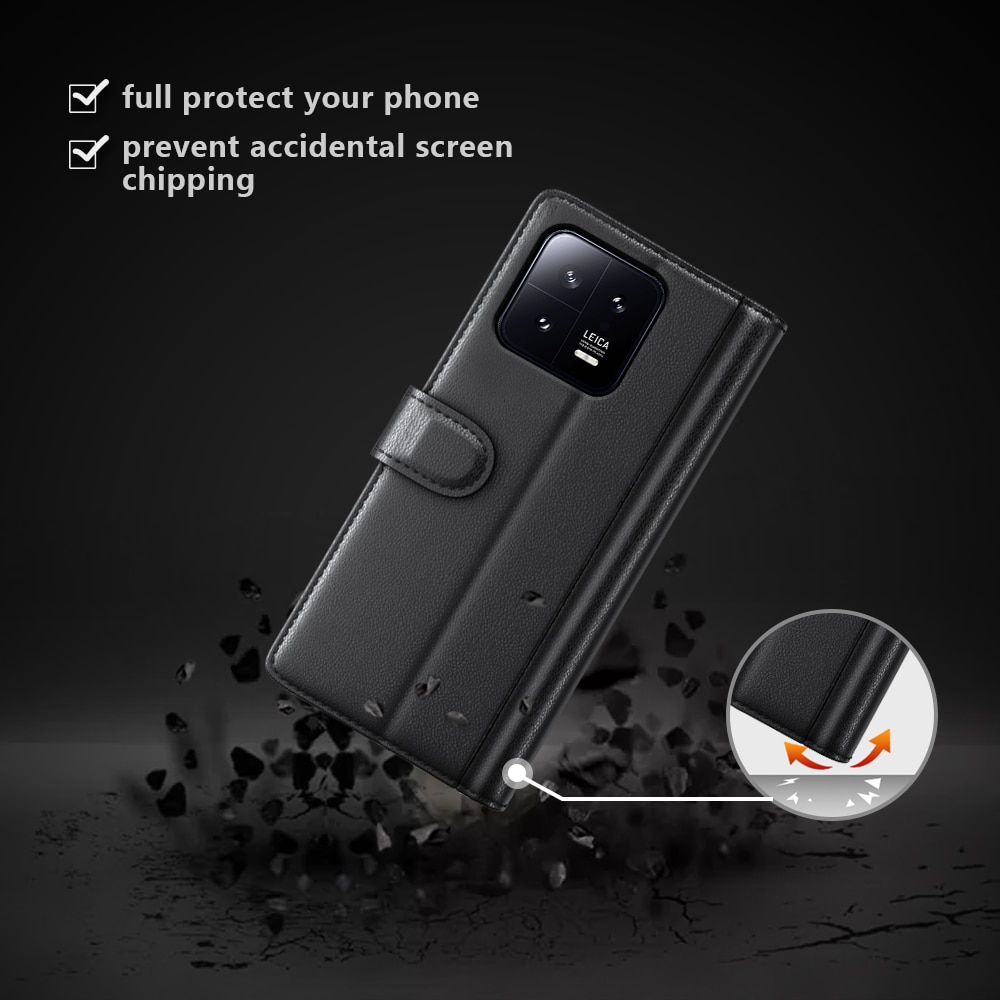 Funda de cuero genuino Xiaomi 13, Negro