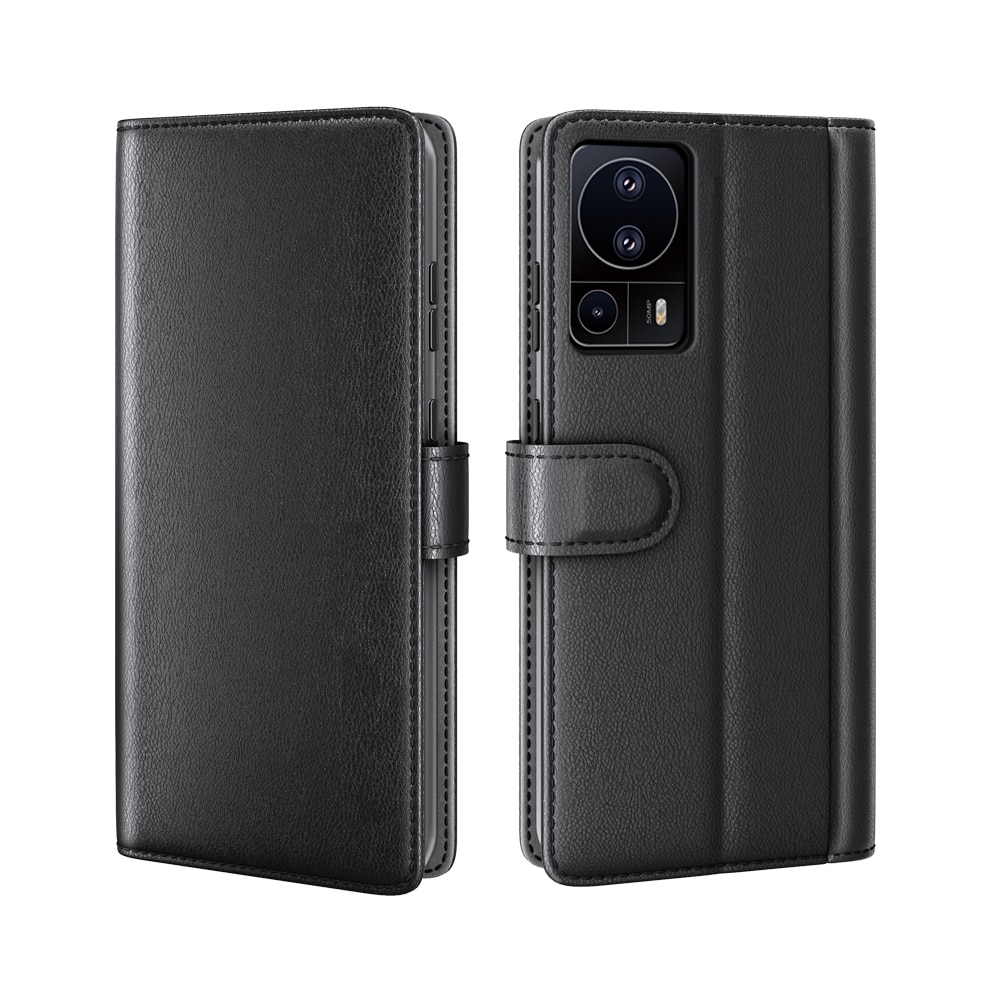 Funda de cuero genuino Xiaomi Poco X6 Pro, negro