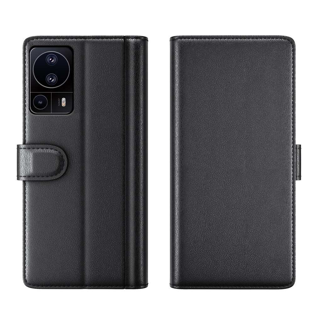 Funda de cuero genuino Xiaomi 13 Lite, negro