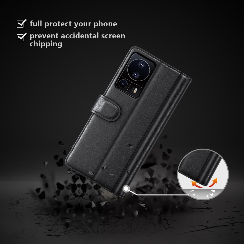 Funda de cuero genuino Xiaomi 13 Lite, Negro