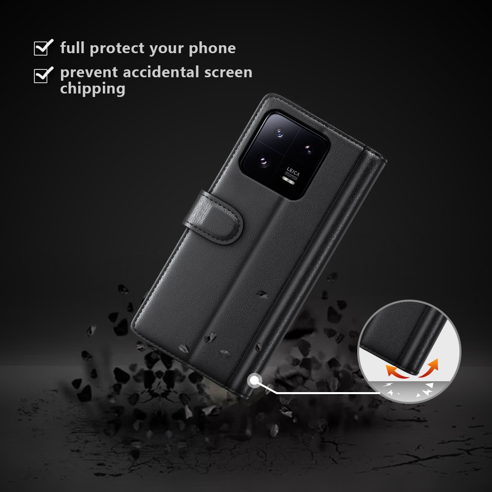 Funda de cuero genuino Xiaomi 13 Pro, Negro