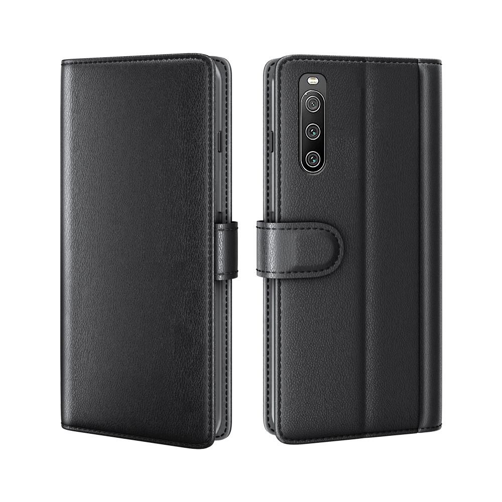 Funda de cuero genuino Sony Xperia 10 IV, Negro