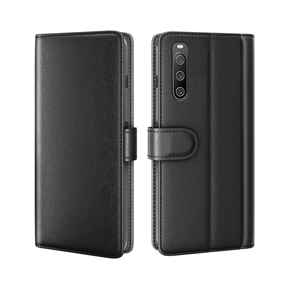 Funda de cuero genuino Sony Xperia 10 IV, negro