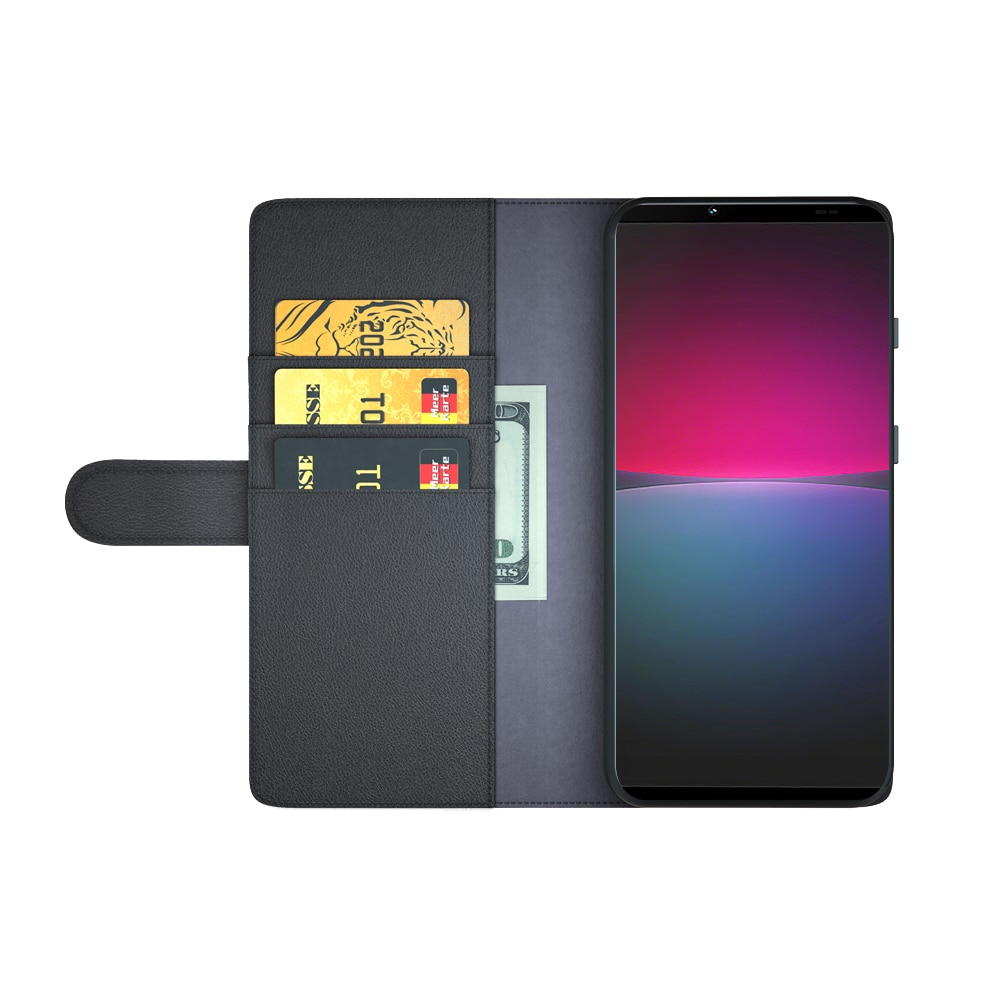 Funda de cuero genuino Sony Xperia 10 IV, negro