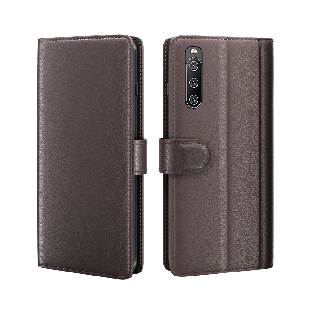 Funda de cuero genuino Sony Xperia 10 IV, Marrón
